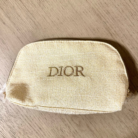 DIOR- GWP/VIP  Cream and Gold Accent Makeup Pouch - Picture 1 of 8